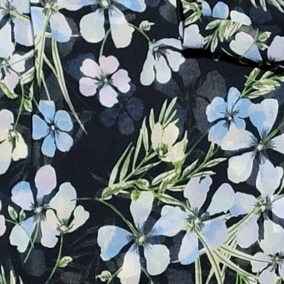 J. JILL Floral Lace Print Button Front Blouse Sheer Long Sleeve Navy Blue Small - Picture 8 of 16